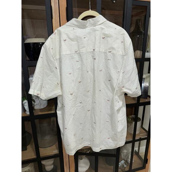 Ted Baker button up shirt Pruden Print linen cotton short sleeve beige - Picture 3 of 8